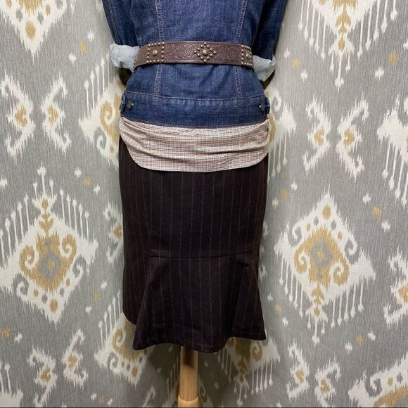 Ralph Lauren Fall '12 Chocolate Brown Cashmere Blend Pinstripe Pencil Skirt - Picture 11 of 16